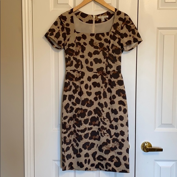 Taupe Brown Sophia Animal Print Work/Office Dress - Picture 1 of 7